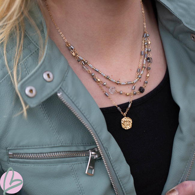 Biba ketting goud driedubbel met munt