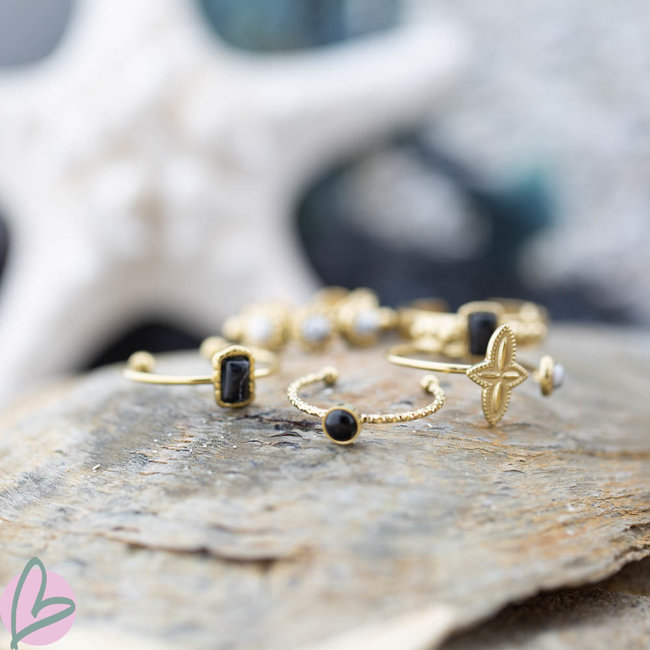 Biba Biba  ring met zwarte rondjes