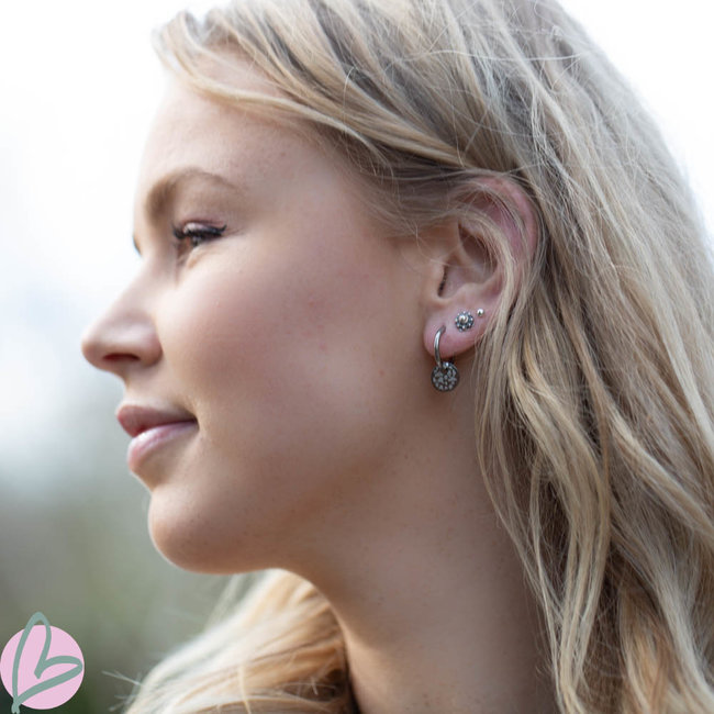 Day & Eve by Go Dutch Label Zilver oorringen met tijgerprint bedel van staal