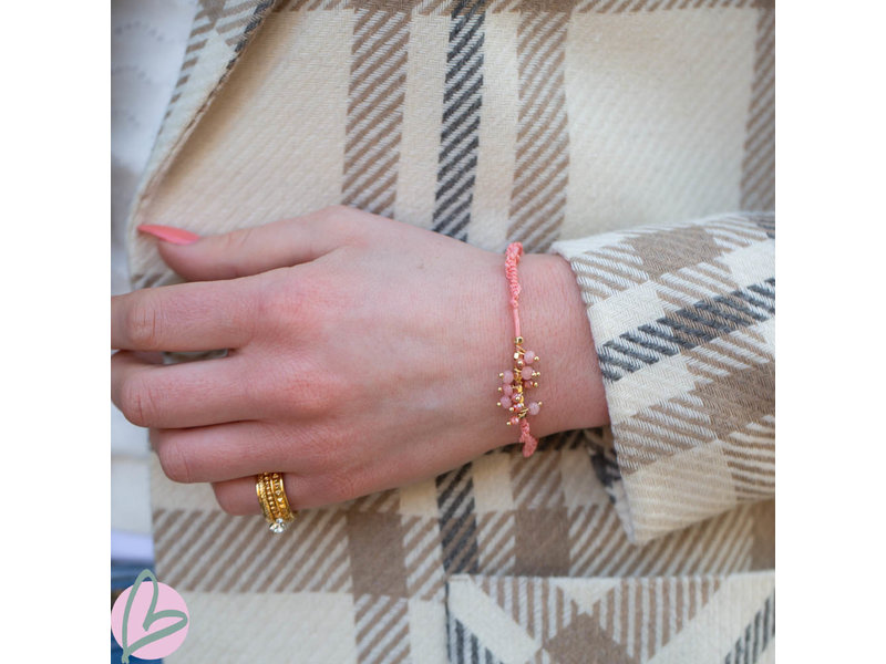 Fonkelnieuw Roze knoop armband met roze en gouden kralen - Beadle IO-09