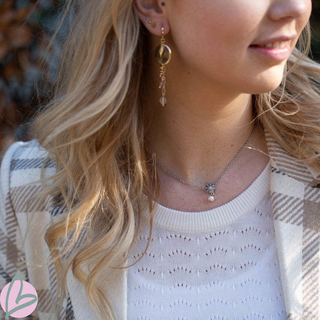 Zeeuws Echt zilveren Zeeuwse knop ketting met witte zoetwater parel