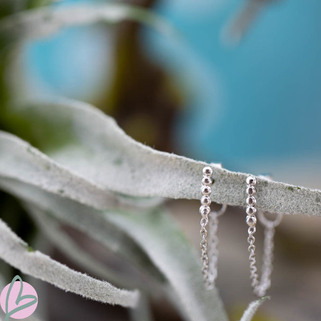 KARMA Echt zilver oorbellen met bolletjes en ketting