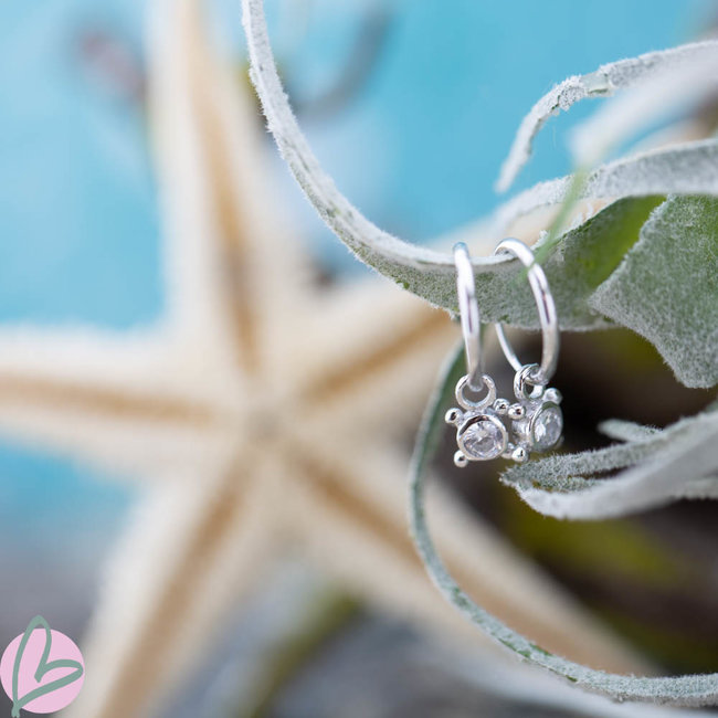 Hoops Symbols Zirconia Single Stone 4 Dots Silver