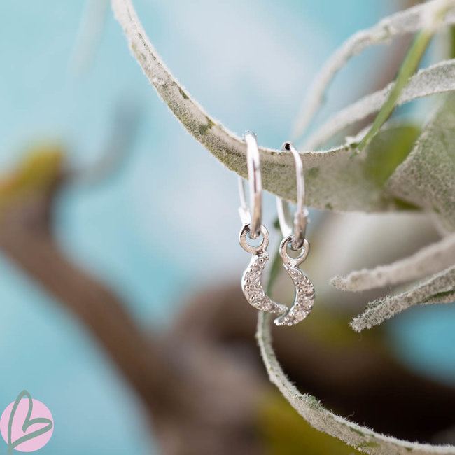 KARMA Oorringen zilver925 met crystal steentjes maantje