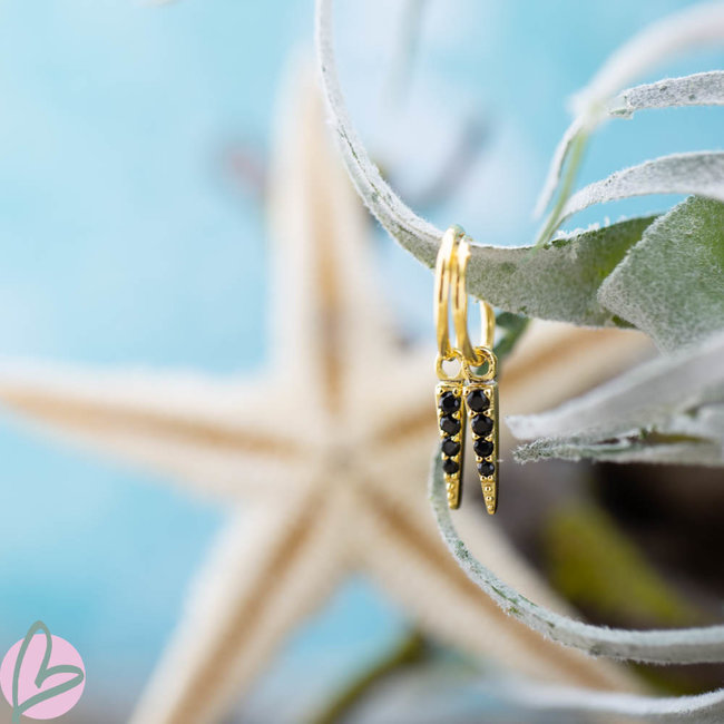 KARMA Hoops Symbols Black Zirconia Cone Goldplated