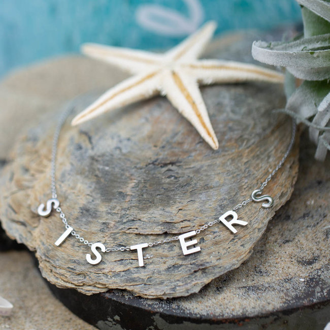 Zilver stalen ketting met sisters