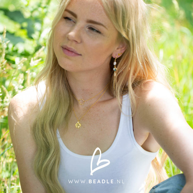 Karma ketting zilver met wereldbol  goudkleur