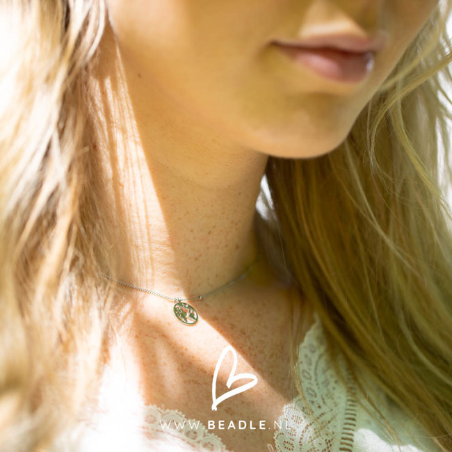 Karma ketting zilver met wereldbol