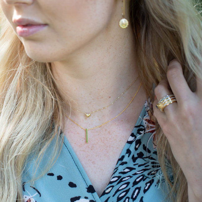 Day & Eve  Stalen ketting met klein goud hartje