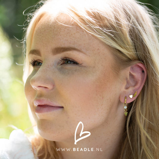 Day & Eve by Go Dutch Label go dutch label goud oorringen met crystal steen en driehoek