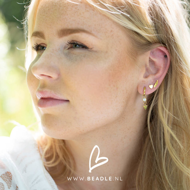 Day & Eve by Go Dutch Label go dutch label goud oorringen met crystal steen en driehoek