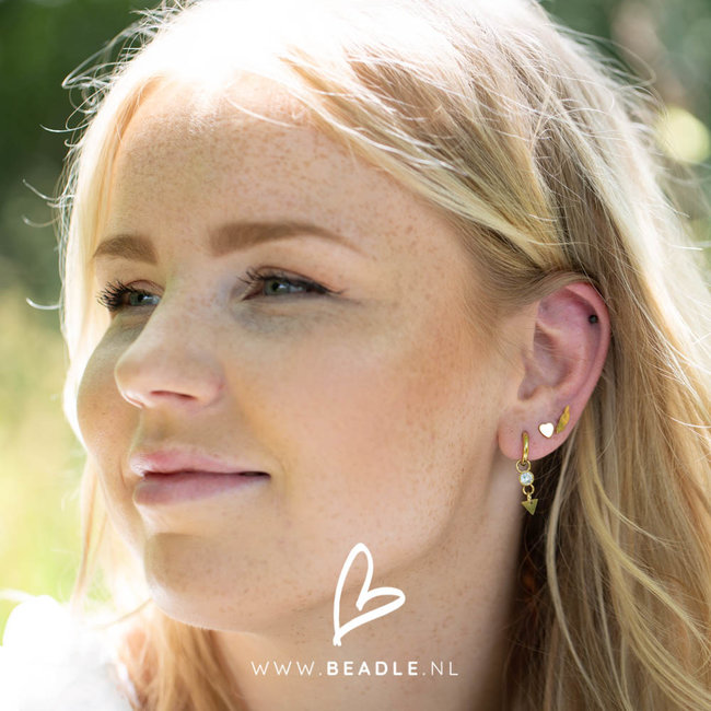 Day & Eve  go dutch label goud oorringen met crystal steen en driehoek