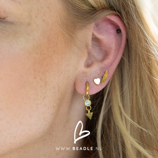 Day & Eve  go dutch label goud oorringen met crystal steen en driehoek