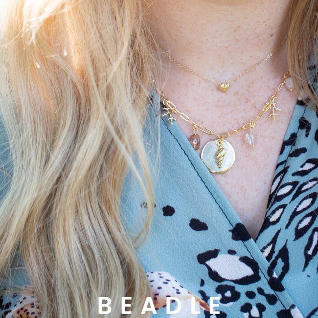 Day & Eve  Stalen ketting met klein goud hartje