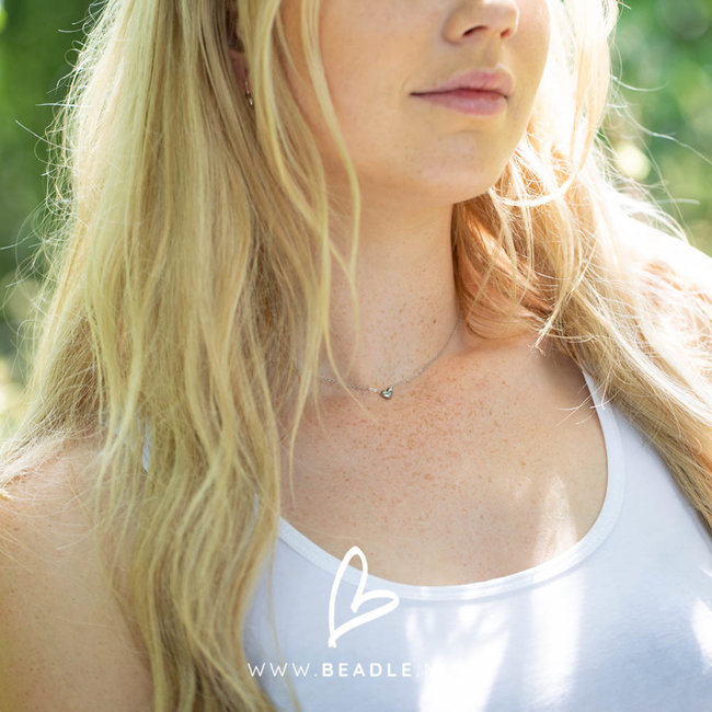 Day & Eve  Stalen ketting met klein zilver hartje