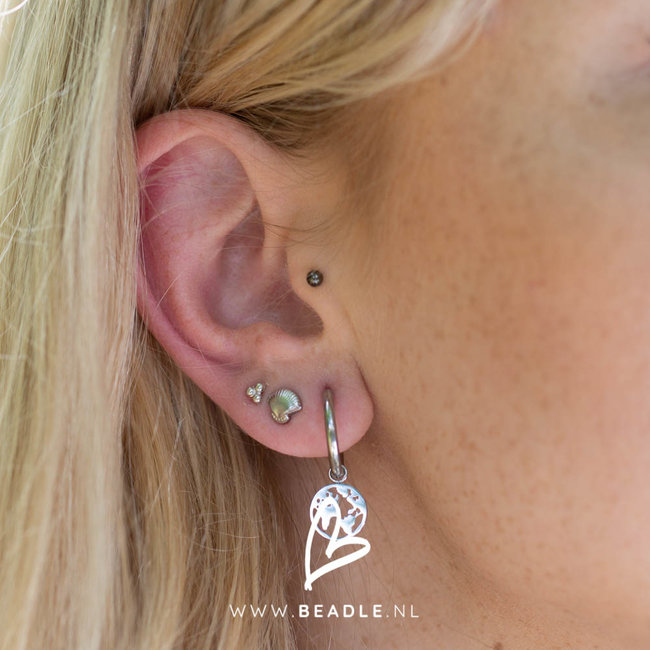 Oorstekers zilver schelp