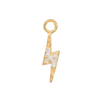 gouden bliksem hanger met zirconia