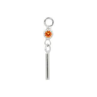 zilver oor pendant met oranje steentje