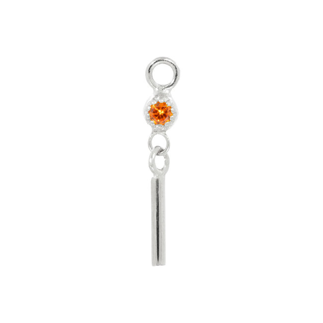 Mix en match zilver oor pendant met oranje steentje