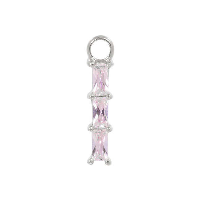 Mix en match zilver hanger met vierkante roze steentjes