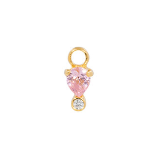 goud pendant ingelegd met roze zirconia steentje