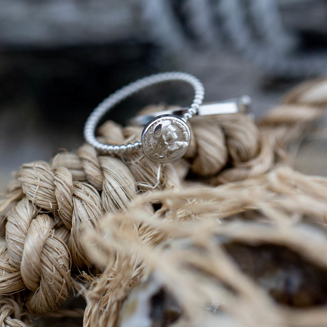 Stapelring charmins romeinse munt zilver