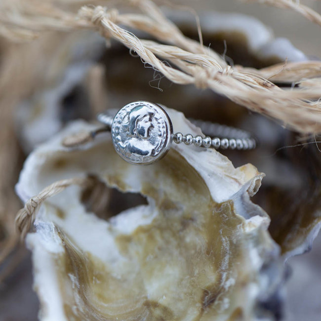 Stapelring charmins romeinse munt zilver