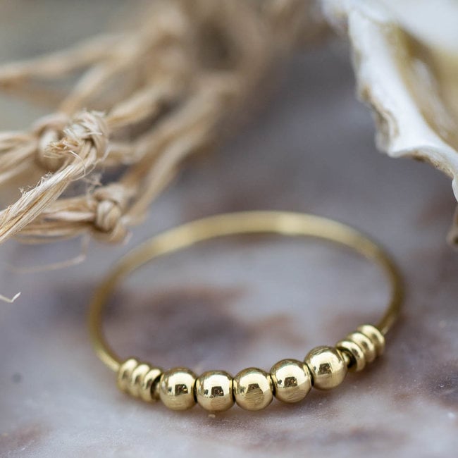 handelaar last peper Stalen gouden ring bolletjes - Beadle