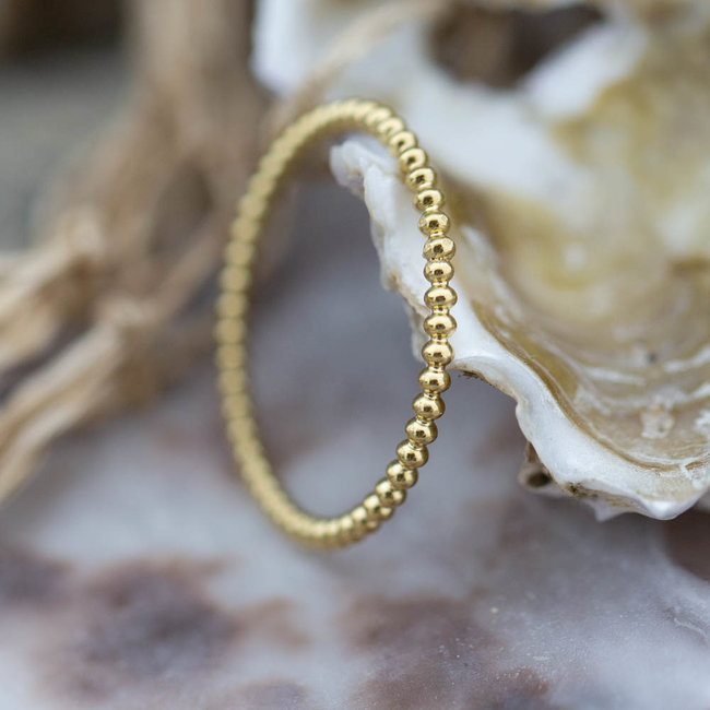 Stalen gouden ring bolletjes