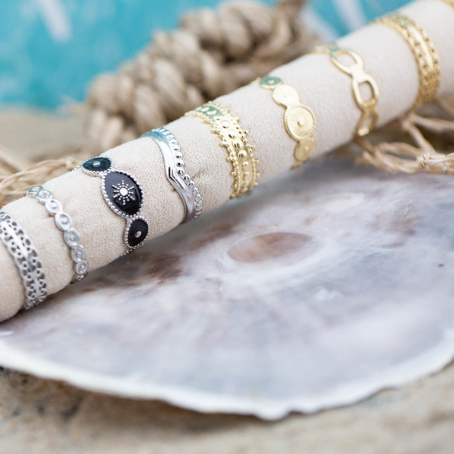 Beadle goud stalen ring met kroontje