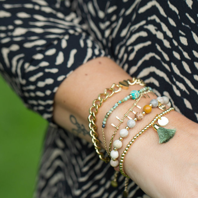 Beadle Turquoise armband met druppeltjes