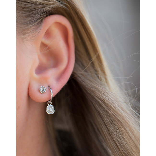 Echt zilver Oorbellen of earstuds met roos