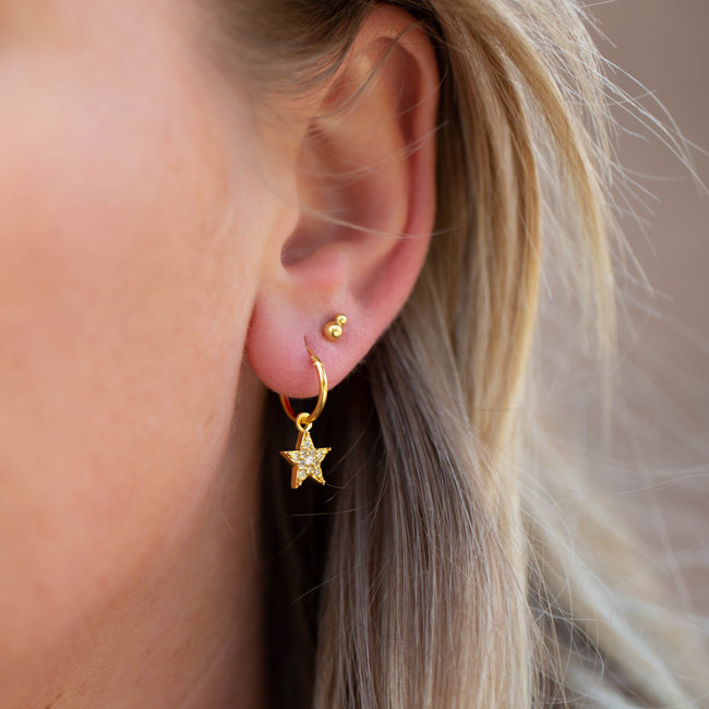 Gouden oorbellen bright star zirconia