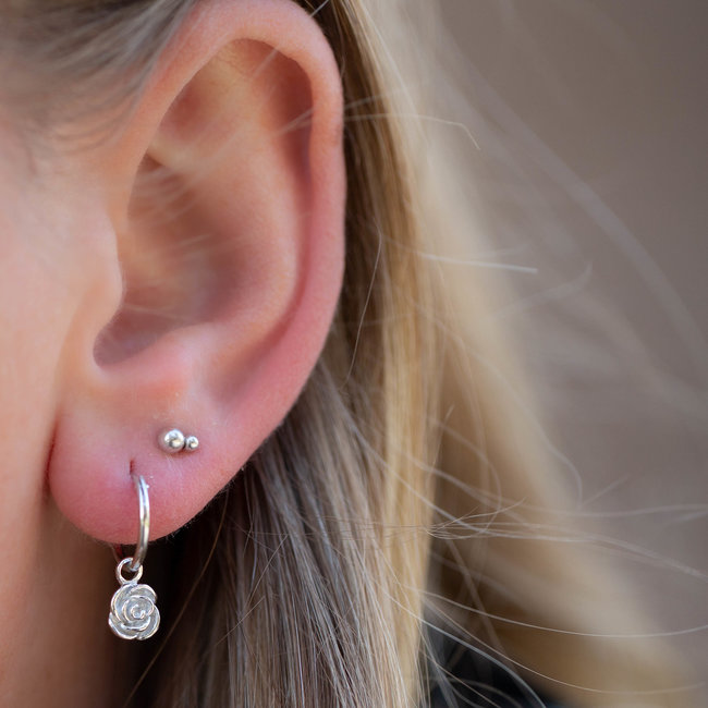 Echt zilver Oorbellen of earstuds met roos