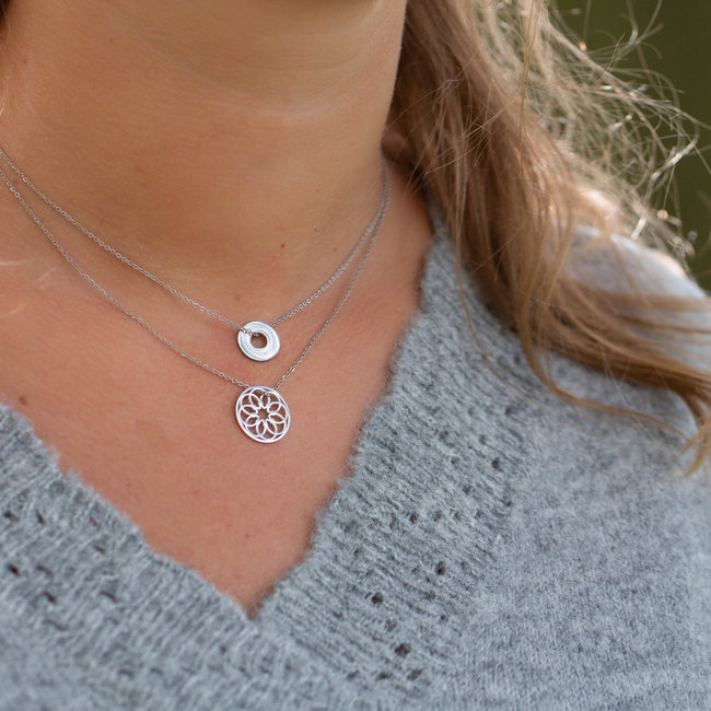 ZAG  Bijoux ketting zilver flower
