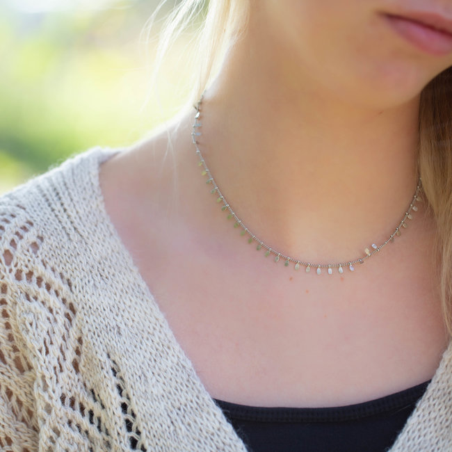 Zilver ketting met druppels