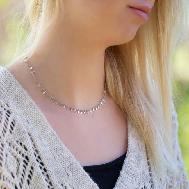 Zilver ketting met druppels