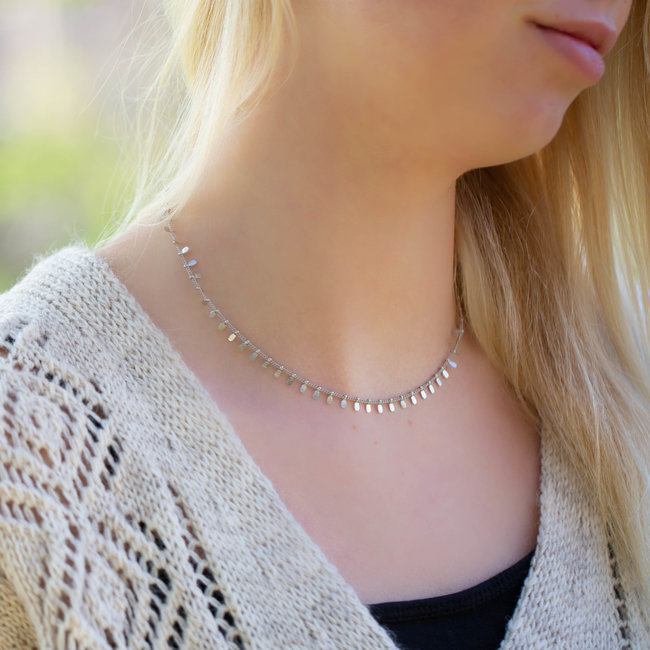 Zilver ketting met druppels