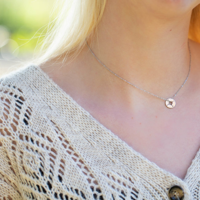 ZAG  Bijoux ketting zilver met kompas