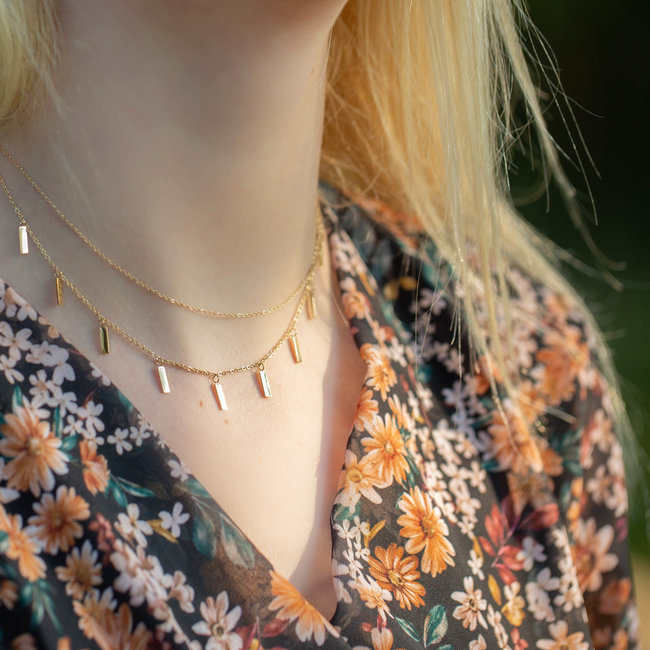 ZAG  Bijoux dubbele gouden ketting met staafjes