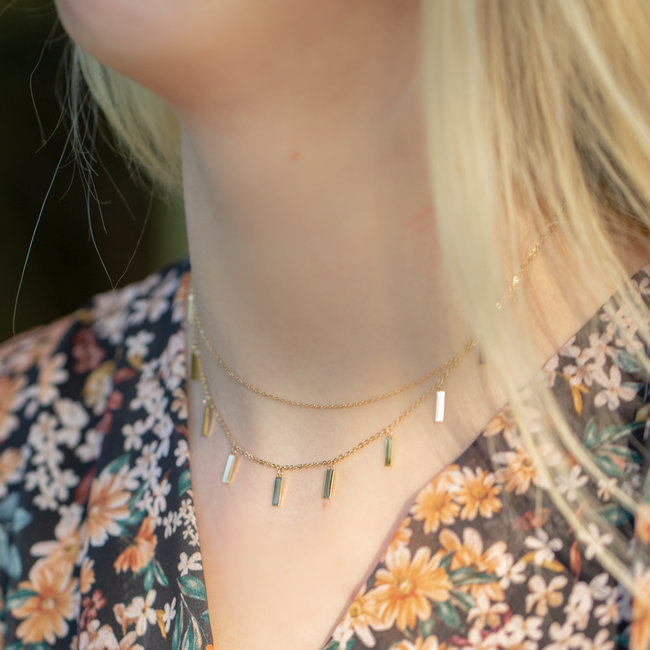 ZAG  Bijoux dubbele gouden ketting met staafjes