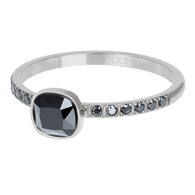 Ixxxi ring zilver prince met zwarte steen