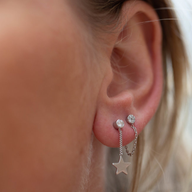 KARMA Zilver oorbellen met zirconia rondje