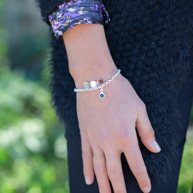 ZAG  Bijoux armband zilver met drie muntjes