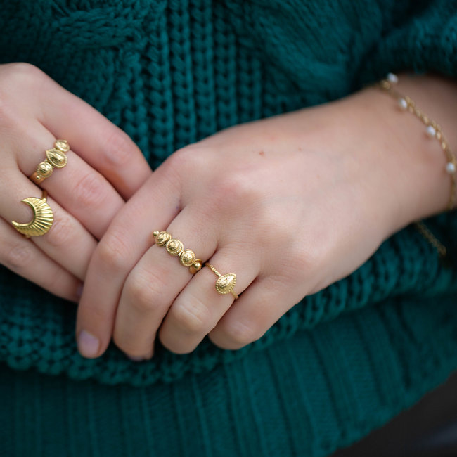 Biba Ring goud druppel en bolletjes