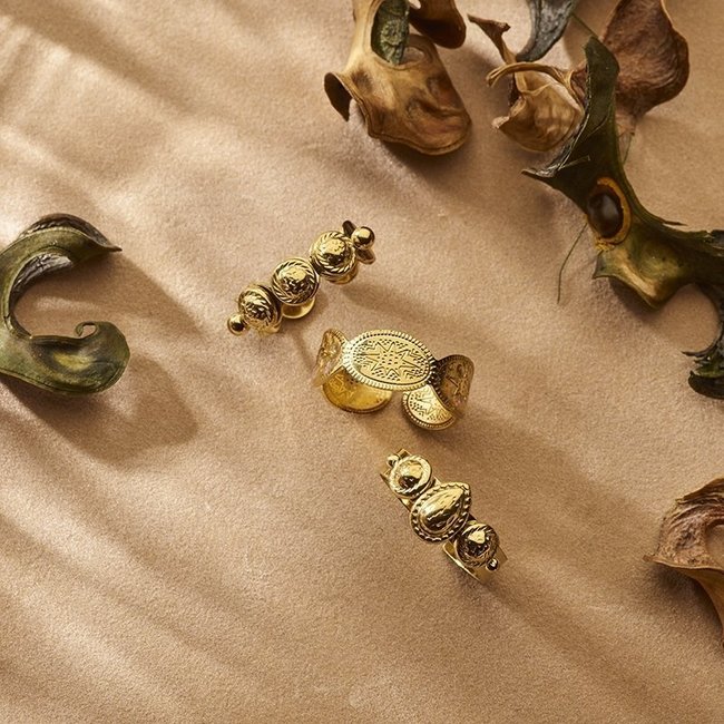 Biba Ring goud druppel en bolletjes
