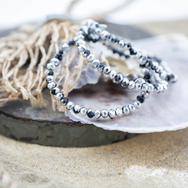 Biba Zwart zilver facet armband