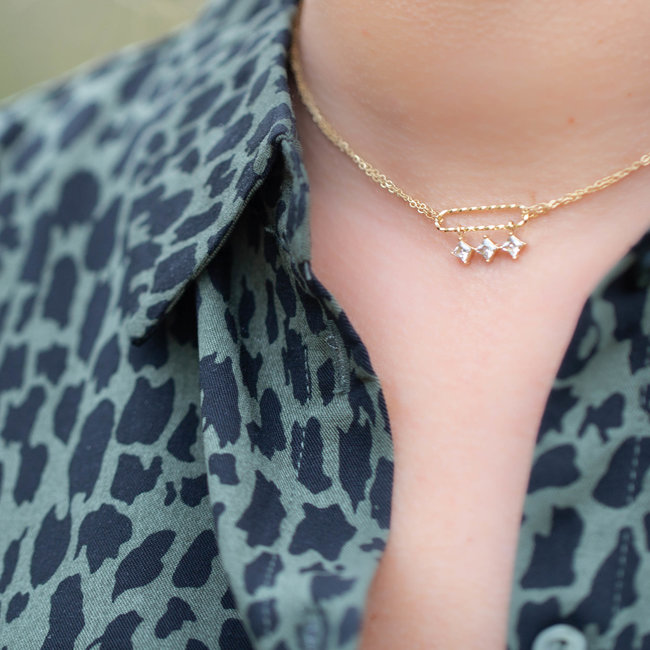Zag bijoux ketting goud crystal steentjes