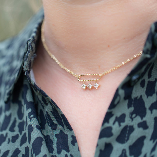 Zag bijoux ketting goud crystal steentjes