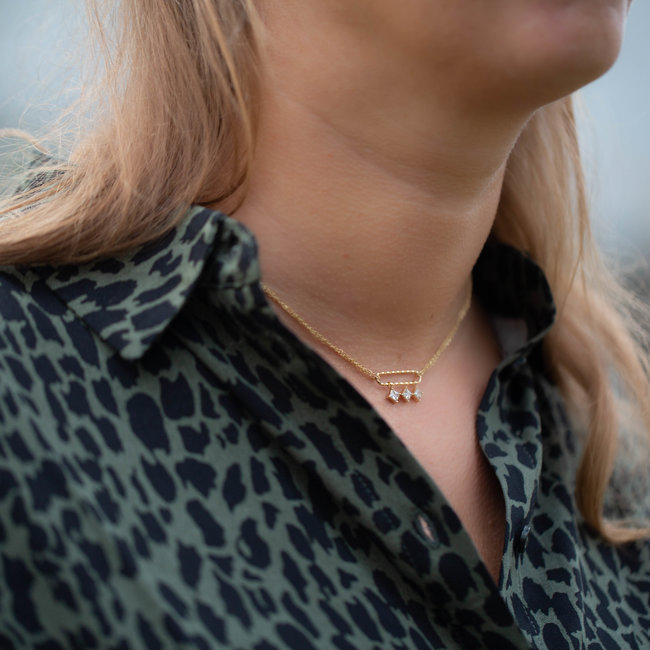 Zag bijoux ketting goud crystal steentjes
